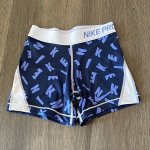 Nike Pro Shorts Girls size Medium Purple Blue